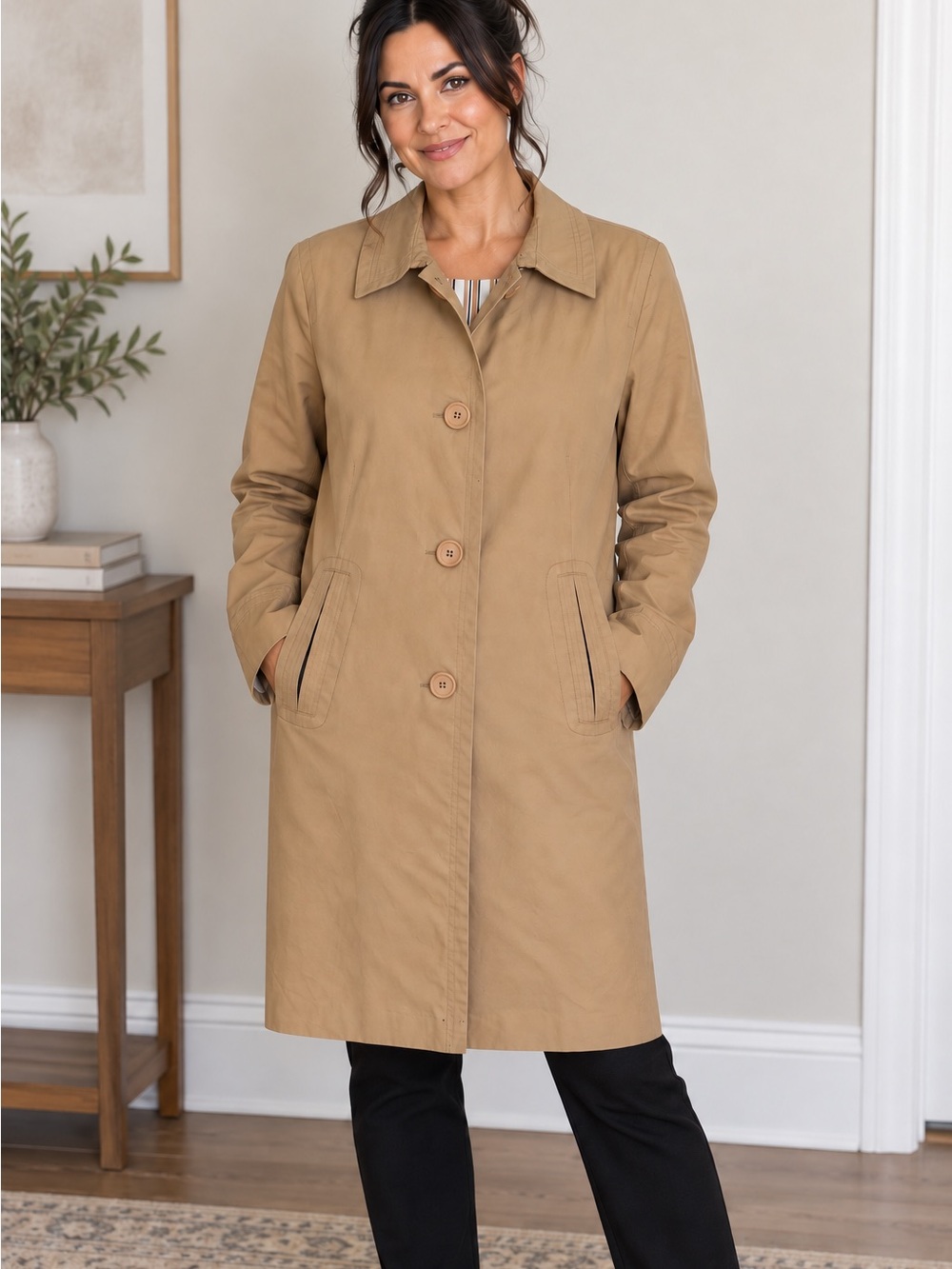 Roxy Women's Tan Single-Breasted Trench Coat